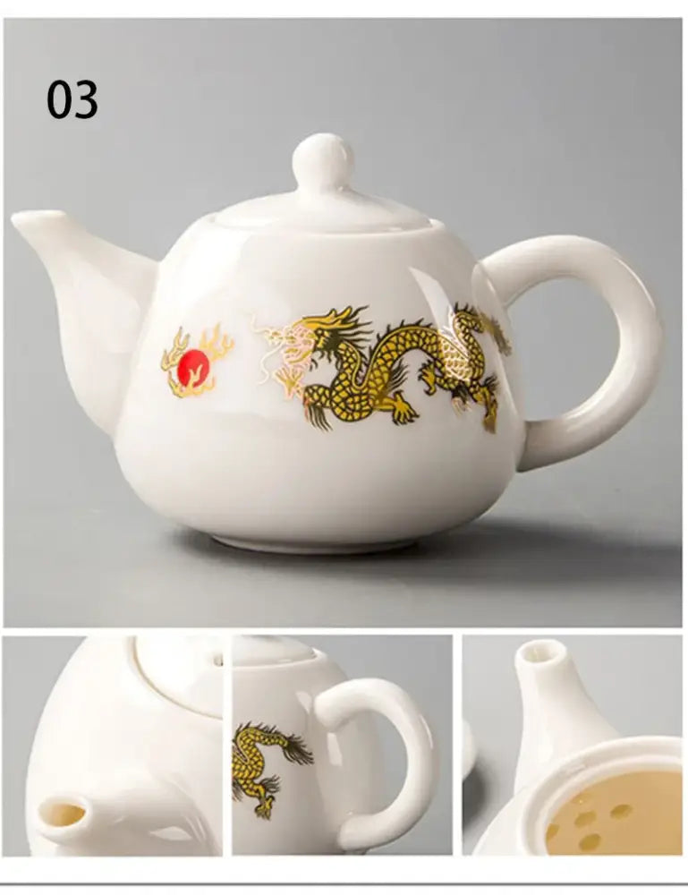 Traditional ink illustration dehua clay tea set dining room teaware