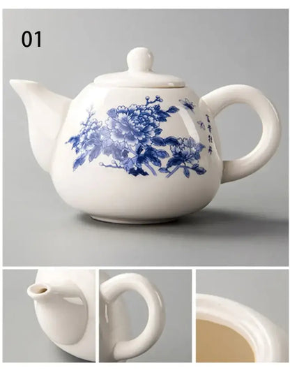 Traditional ink illustration dehua clay tea set dining room teaware