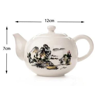 Traditional ink illustration dehua clay tea set dining room teaware