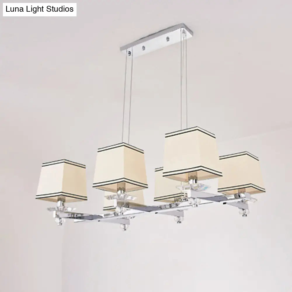 DecorBites™ Traditional Island Pendant Light Kit - Square White Fabric, 6/8 Lights - Ideal for Dining Rooms