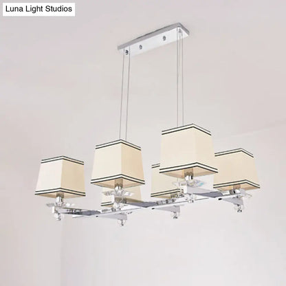 DecorBites™ Traditional Island Pendant Light Kit - Square White Fabric, 6/8 Lights - Ideal for Dining Rooms