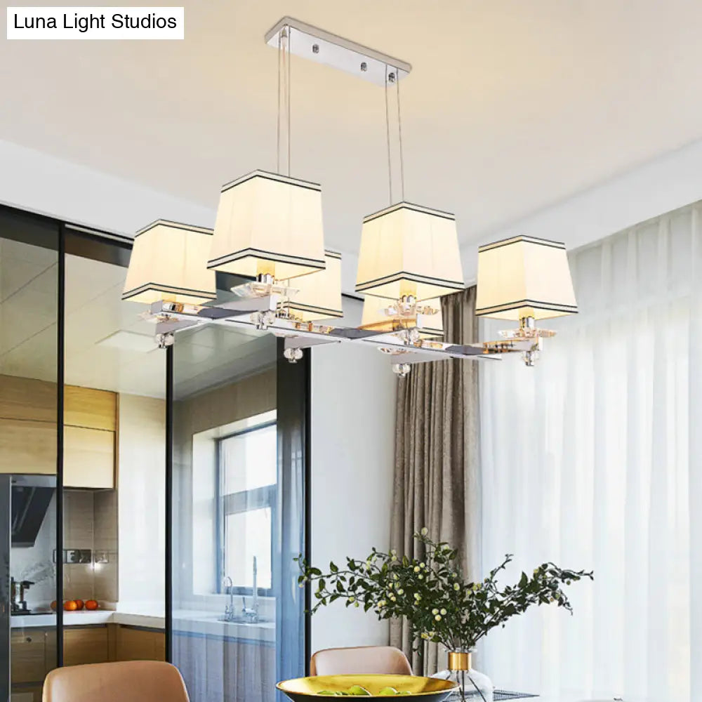 DecorBites™ Traditional Island Pendant Light Kit - Square White Fabric, 6/8 Lights - Ideal for Dining Rooms