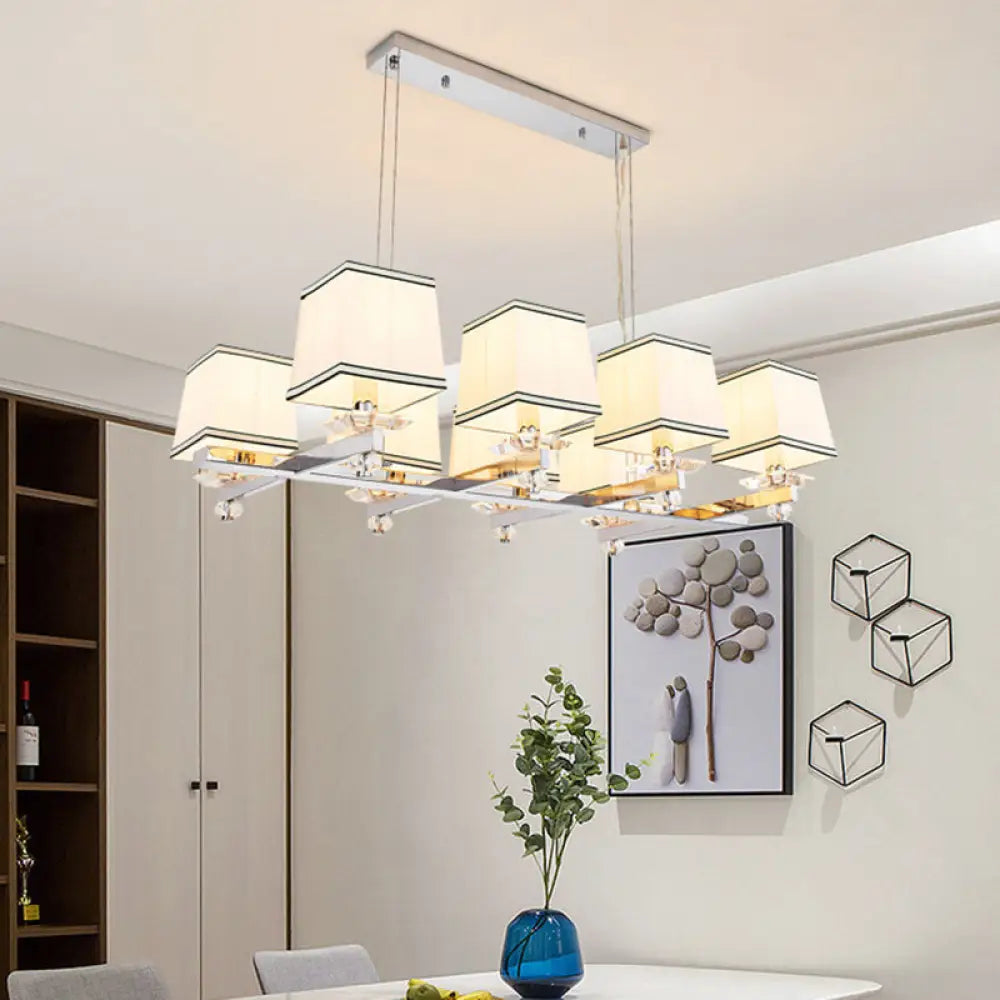 DecorBites™ Traditional Island Pendant Light Kit - Square White Fabric, 6/8 Lights - Ideal for Dining Rooms