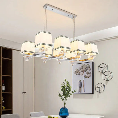 DecorBites™ Traditional Island Pendant Light Kit - Square White Fabric, 6/8 Lights - Ideal for Dining Rooms