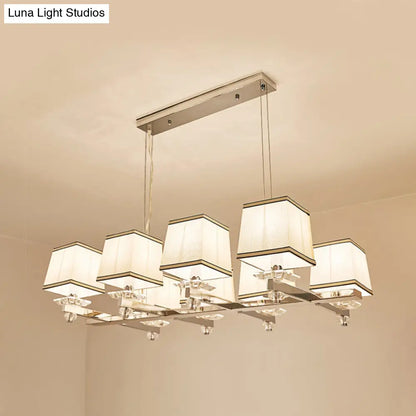 DecorBites™ Traditional Island Pendant Light Kit - Square White Fabric, 6/8 Lights - Ideal for Dining Rooms