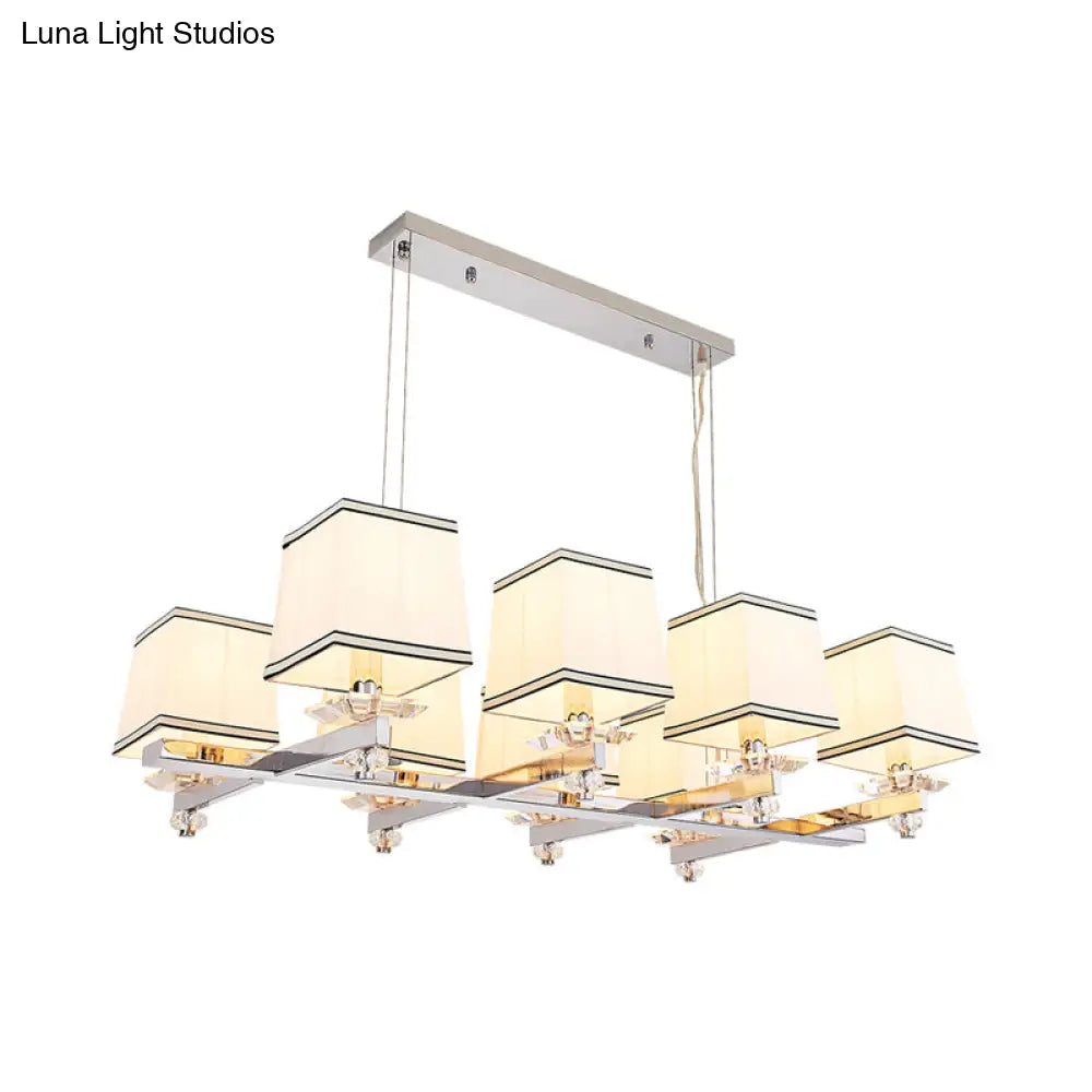 DecorBites™ Traditional Island Pendant Light Kit - Square White Fabric, 6/8 Lights - Ideal for Dining Rooms