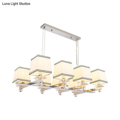 DecorBites™ Traditional Island Pendant Light Kit - Square White Fabric, 6/8 Lights - Ideal for Dining Rooms