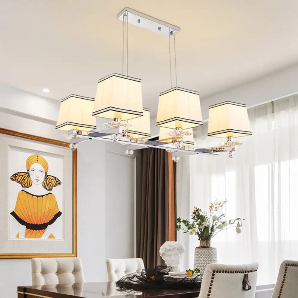 DecorBites™ Traditional Island Pendant Light Kit - Square White Fabric, 6/8 Lights - Ideal for Dining Rooms