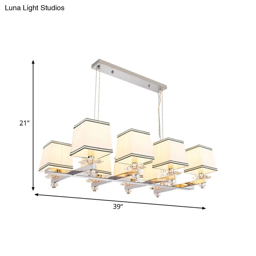 DecorBites™ Traditional Island Pendant Light Kit - Square White Fabric, 6/8 Lights - Ideal for Dining Rooms