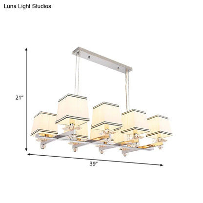 DecorBites™ Traditional Island Pendant Light Kit - Square White Fabric, 6/8 Lights - Ideal for Dining Rooms