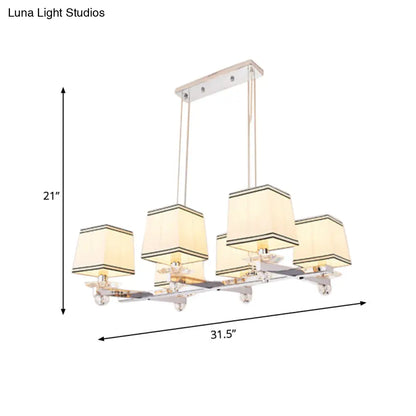 DecorBites™ Traditional Island Pendant Light Kit - Square White Fabric, 6/8 Lights - Ideal for Dining Rooms