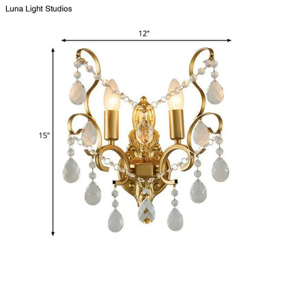 DecorBites™ Traditional Metal Candle Wall Lamp with Crystal Swag Accent - 1/2-Light Living Room Wall Mount Fixture