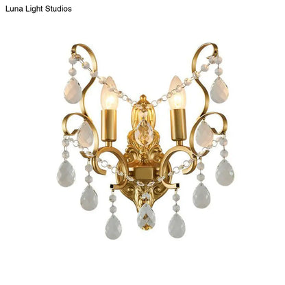 DecorBites™ Traditional Metal Candle Wall Lamp with Crystal Swag Accent - 1/2-Light Living Room Wall Mount Fixture