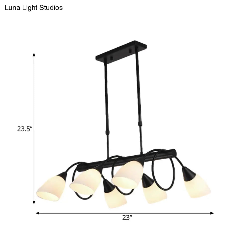 DecorBites™ Traditional Milky Glass Pendant Light Fixture - 6/8/10 Lights - Black Hanging Lamp Kit