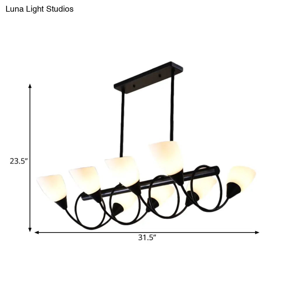 DecorBites™ Traditional Milky Glass Pendant Light Fixture - 6/8/10 Lights - Black Hanging Lamp Kit