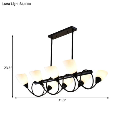 DecorBites™ Traditional Milky Glass Pendant Light Fixture - 6/8/10 Lights - Black Hanging Lamp Kit