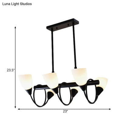 DecorBites™ Traditional Milky Glass Pendant Light Fixture - 6/8/10 Lights - Black Hanging Lamp Kit