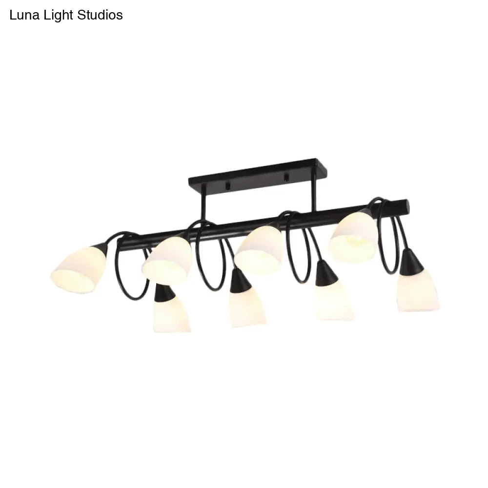 DecorBites™ Traditional Milky Glass Pendant Light Fixture - 6/8/10 Lights - Black Hanging Lamp Kit
