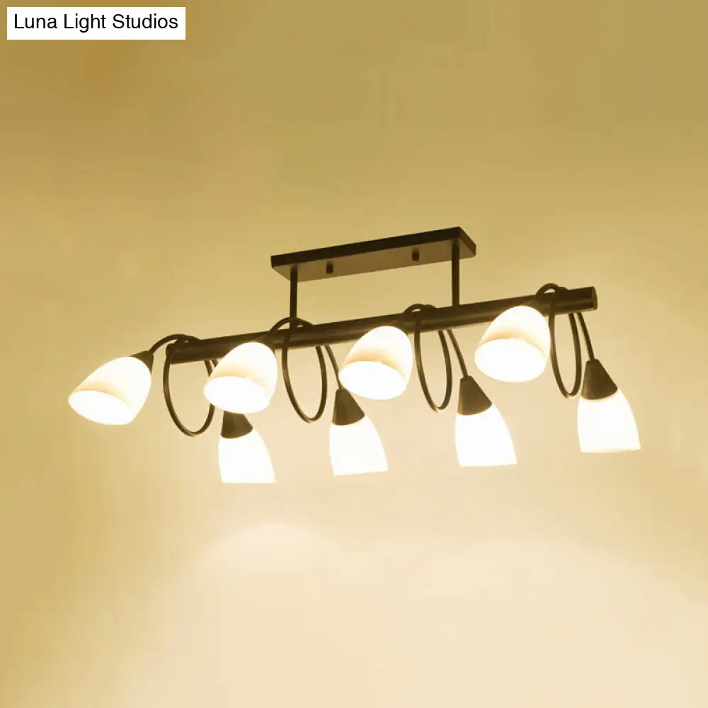 DecorBites™ Traditional Milky Glass Pendant Light Fixture - 6/8/10 Lights - Black Hanging Lamp Kit