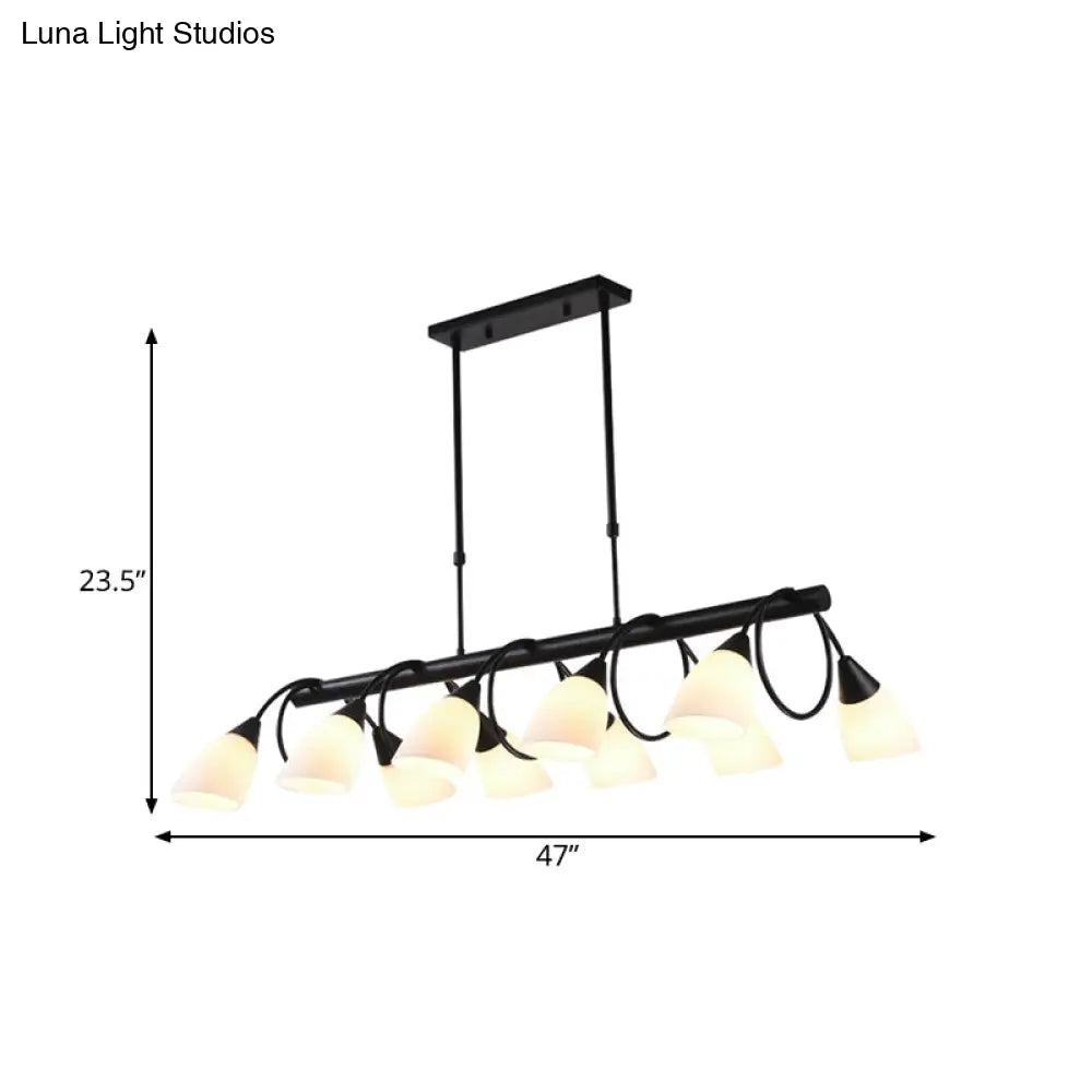 DecorBites™ Traditional Milky Glass Pendant Light Fixture - 6/8/10 Lights - Black Hanging Lamp Kit