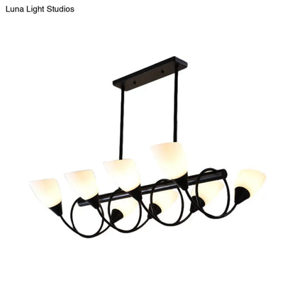 DecorBites™ Traditional Milky Glass Pendant Light Fixture - 6/8/10 Lights - Black Hanging Lamp Kit