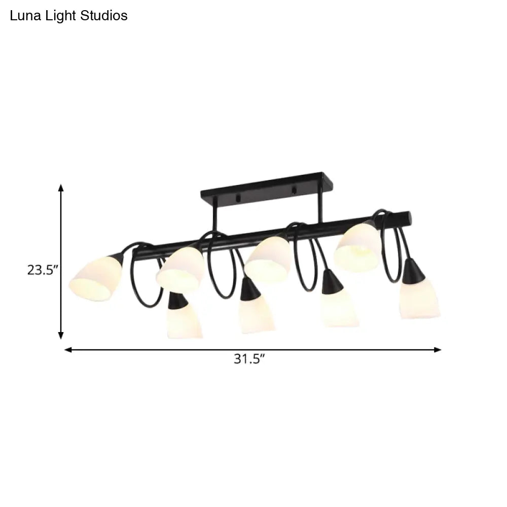 DecorBites™ Traditional Milky Glass Pendant Light Fixture - 6/8/10 Lights - Black Hanging Lamp Kit