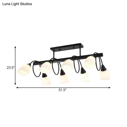 DecorBites™ Traditional Milky Glass Pendant Light Fixture - 6/8/10 Lights - Black Hanging Lamp Kit
