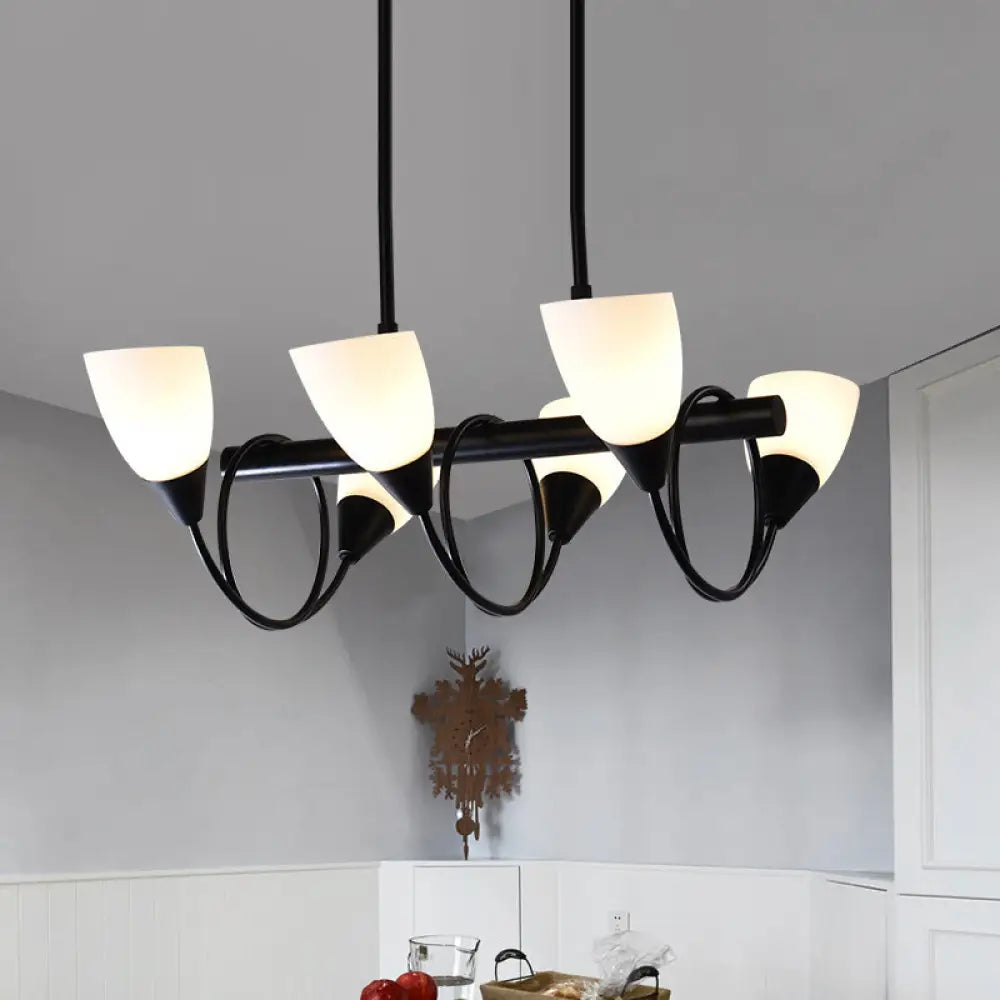 DecorBites™ Traditional Milky Glass Pendant Light Fixture - 6/8/10 Lights - Black Hanging Lamp Kit