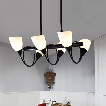 DecorBites™ Traditional Milky Glass Pendant Light Fixture - 6/8/10 Lights - Black Hanging Lamp Kit