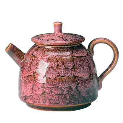 Traditional pink & brown crackle kung fu tea pot dining room teaware