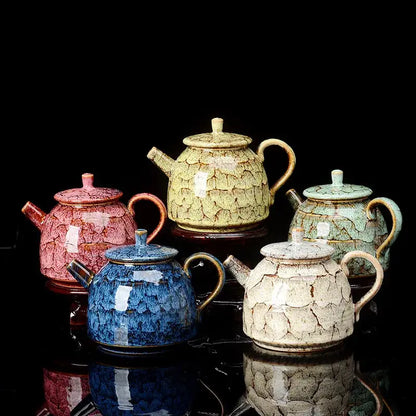 Traditional pink & brown crackle kung fu tea pot dining room teaware
