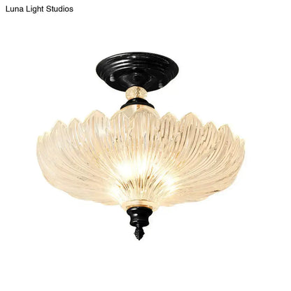 Traditional scalloped crystal ceiling light dining room black & gold