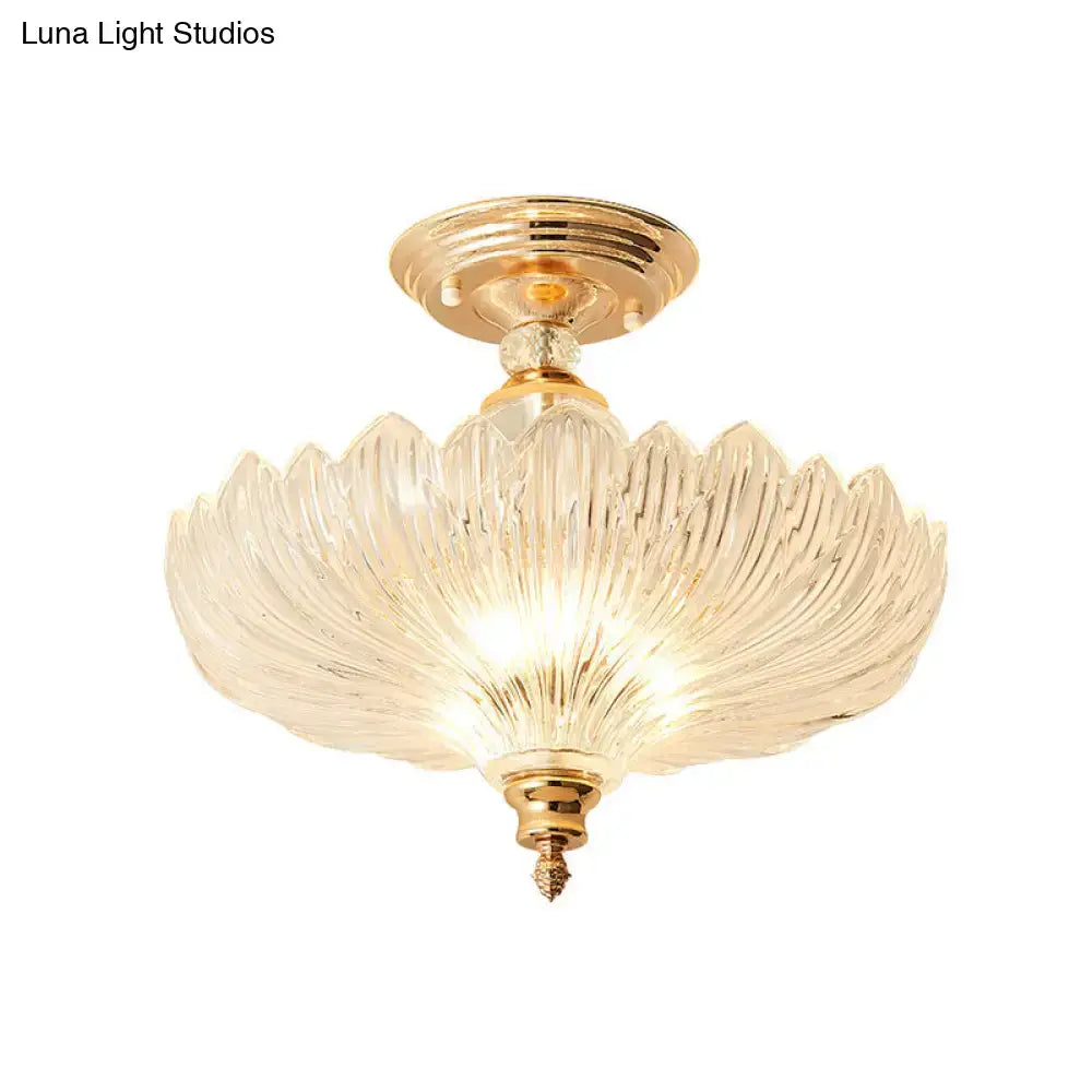 Traditional scalloped crystal ceiling light dining room black & gold