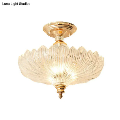 Traditional scalloped crystal ceiling light dining room black & gold