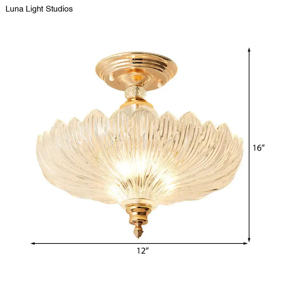 Traditional scalloped crystal ceiling light dining room black & gold