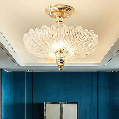 Traditional scalloped crystal ceiling light dining room black & gold