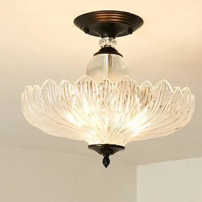 Traditional scalloped crystal ceiling light dining room black & gold