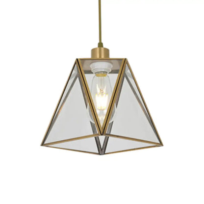 DecorBites™ Traditional Silver/Clear Glass Triangle Hanging Lamp for Living Room with 1 Bulb