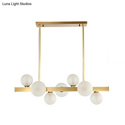 DecorBites™ Traditional Spherical Frosted Glass Pendant Light - Gold, 7/12 Lights - Dining Room Island Lighting
