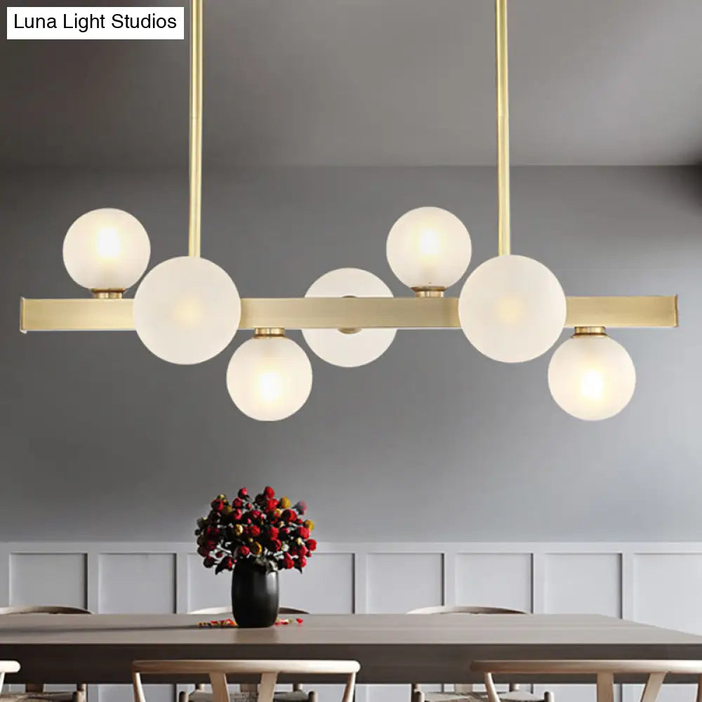DecorBites™ Traditional Spherical Frosted Glass Pendant Light - Gold, 7/12 Lights - Dining Room Island Lighting