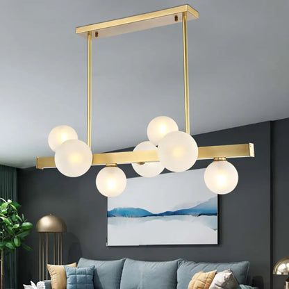DecorBites™ Traditional Spherical Frosted Glass Pendant Light - Gold, 7/12 Lights - Dining Room Island Lighting