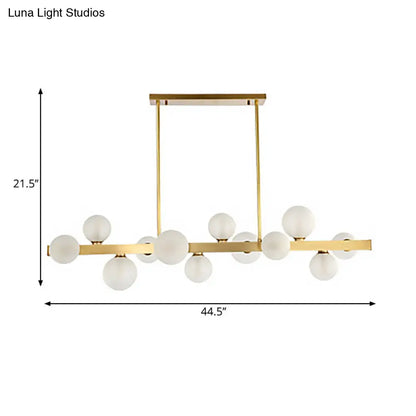 DecorBites™ Traditional Spherical Frosted Glass Pendant Light - Gold, 7/12 Lights - Dining Room Island Lighting