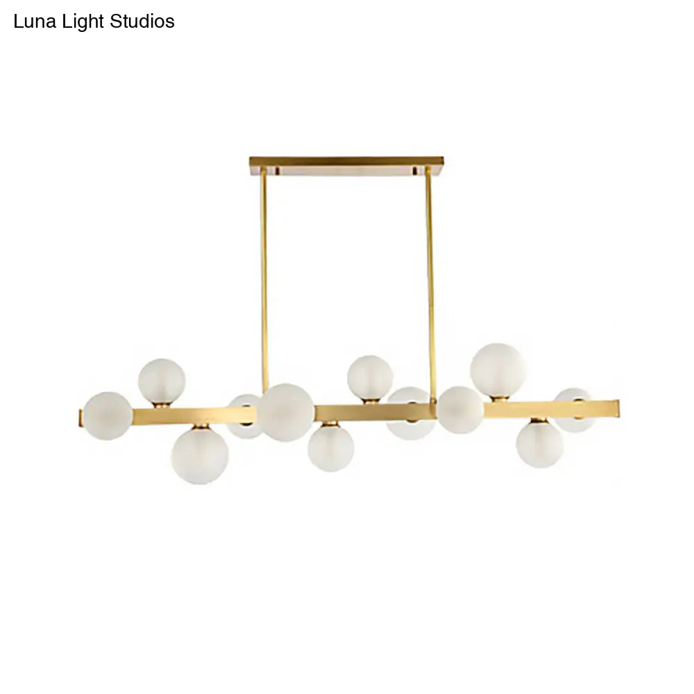 DecorBites™ Traditional Spherical Frosted Glass Pendant Light - Gold, 7/12 Lights - Dining Room Island Lighting