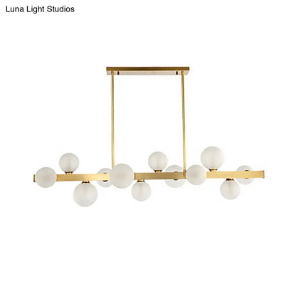 DecorBites™ Traditional Spherical Frosted Glass Pendant Light - Gold, 7/12 Lights - Dining Room Island Lighting