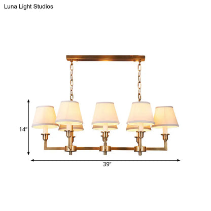DecorBites™ Traditional Style Gold Conic Island Ceiling Light, 8 Heads, Fabric, Living Room Metallic Hanging Lamp