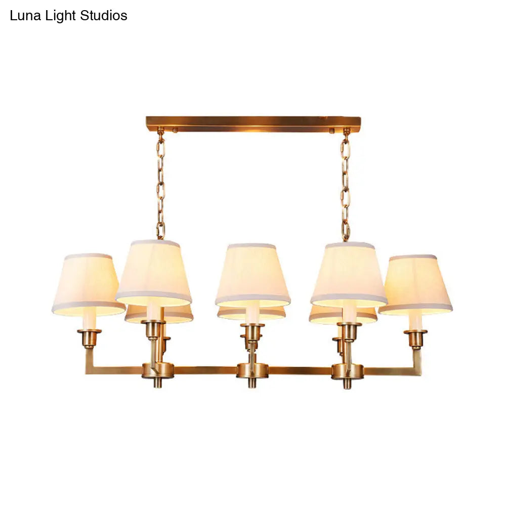 DecorBites™ Traditional Style Gold Conic Island Ceiling Light, 8 Heads, Fabric, Living Room Metallic Hanging Lamp