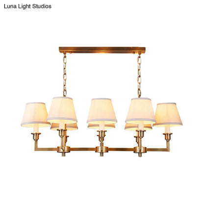 DecorBites™ Traditional Style Gold Conic Island Ceiling Light, 8 Heads, Fabric, Living Room Metallic Hanging Lamp