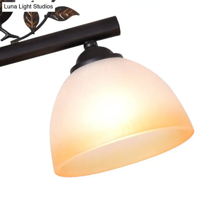 DecorBites™ Traditional White Glass Barrel Pendant Light with Birds - 3-Light Black Dining Room Island Fixture