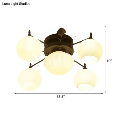 Traditional white glass bubble shade living room ceiling light