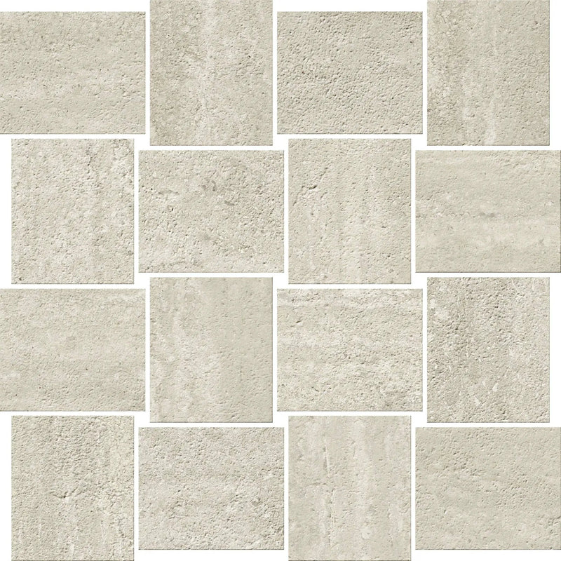 Trail Vein Cut Grey Mosaic B Travertine Look Porcelain Mosaics 12x12